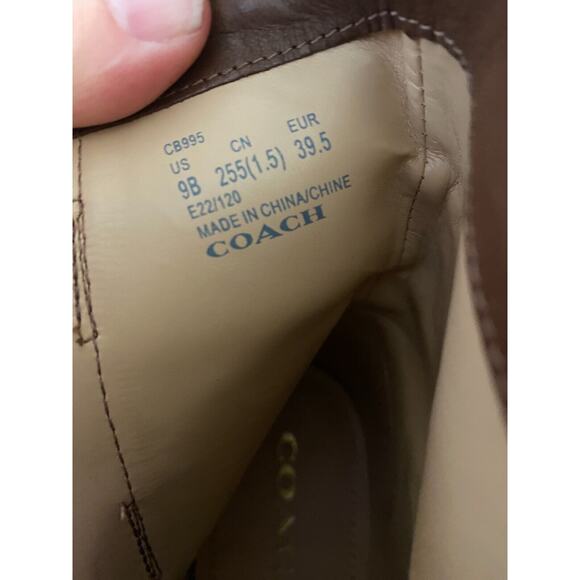 Coach NY Boots Women's 9 B Brown Leather Lacey Ankle Strap Buckle Bootie S22 - Picture 6 of 8
